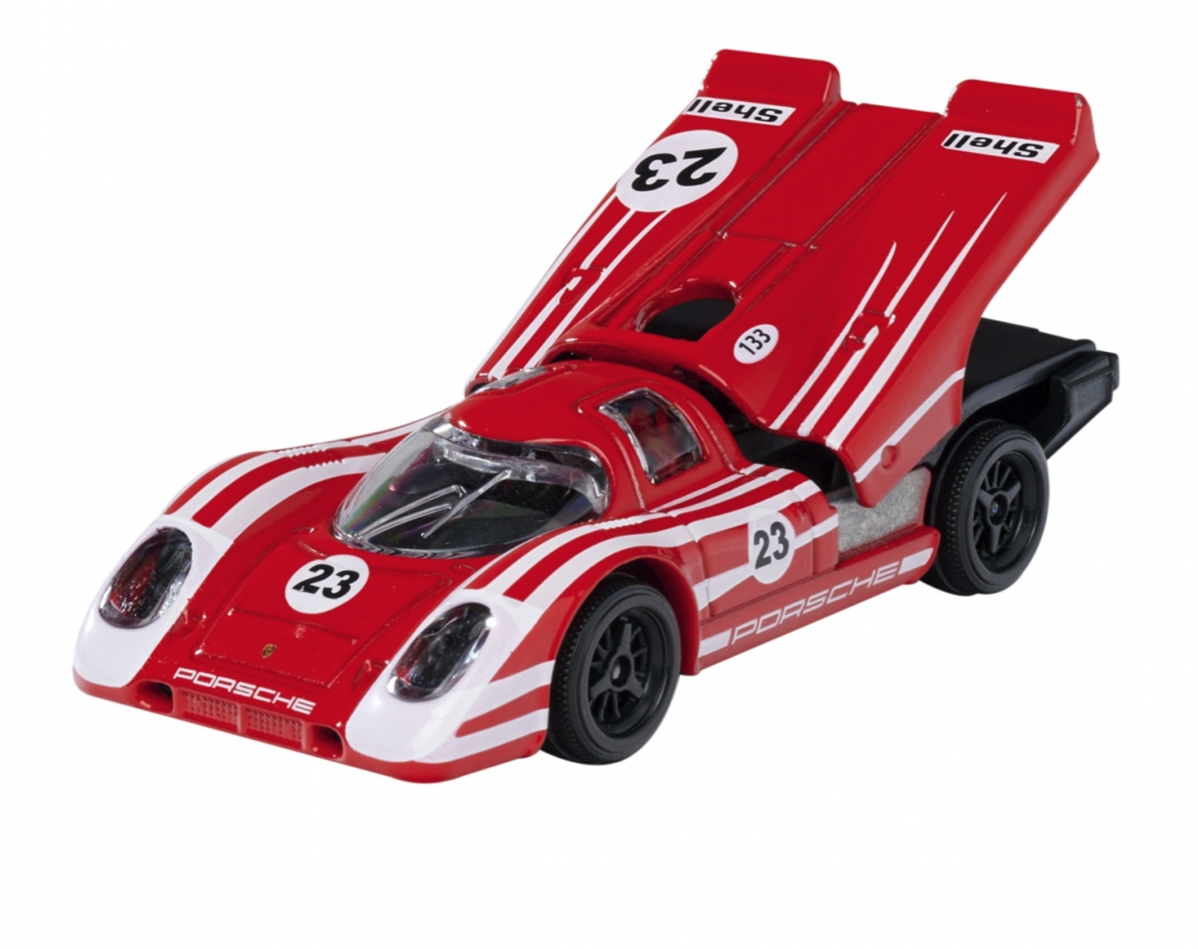 Skala 1/64 fr Majorette - Racing Cars: Porsche 917, Red w white stripes
