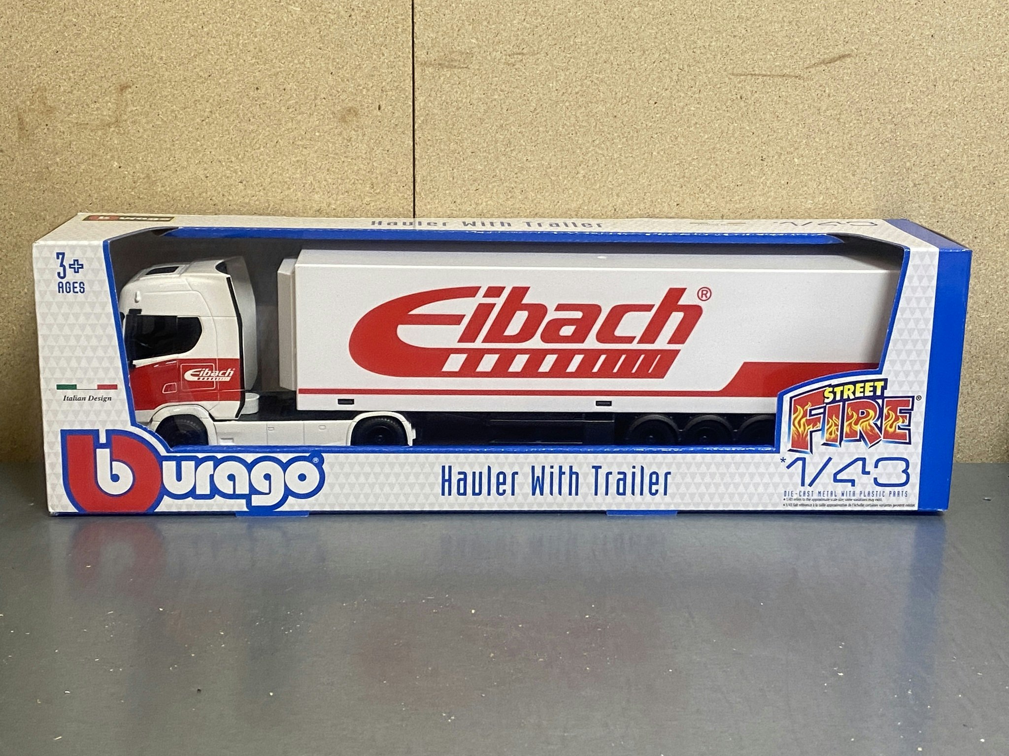 Skala 1/43 Scania S730 Highline, Eibach trailer fr Bburago