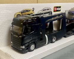 Skala 1/43 Scania S730 Highline, Car transporter w Lamborghini fr Bburago