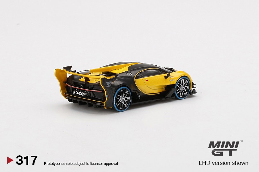 Skala 1/64 Bugatti Vision Gran Turismo, yellow/black fr MINI GT