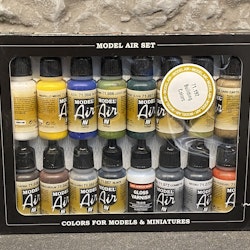 Vallejo Model Air Set, Färg: Building Colors 16 flaskor á 17ml Art.nr 71192