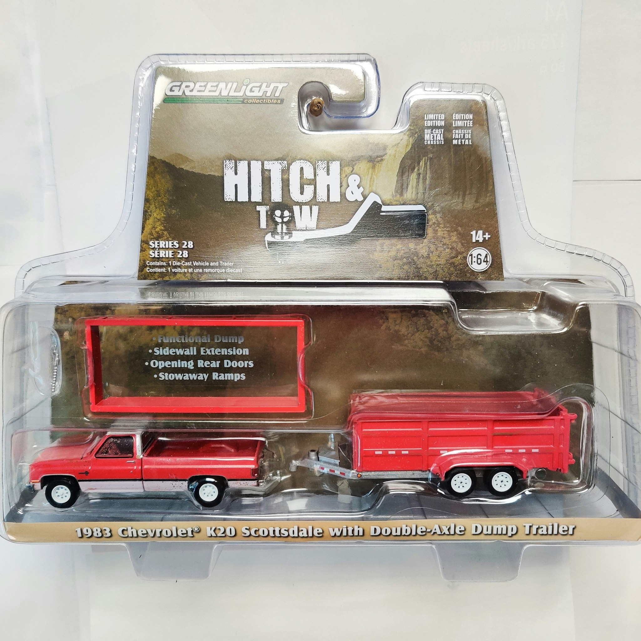 Skala 1/64 Greenlight "Hitch & Tow"" 1983 Chevrolet K20 Scottsdale m/w Double-Axle Dump Trailer