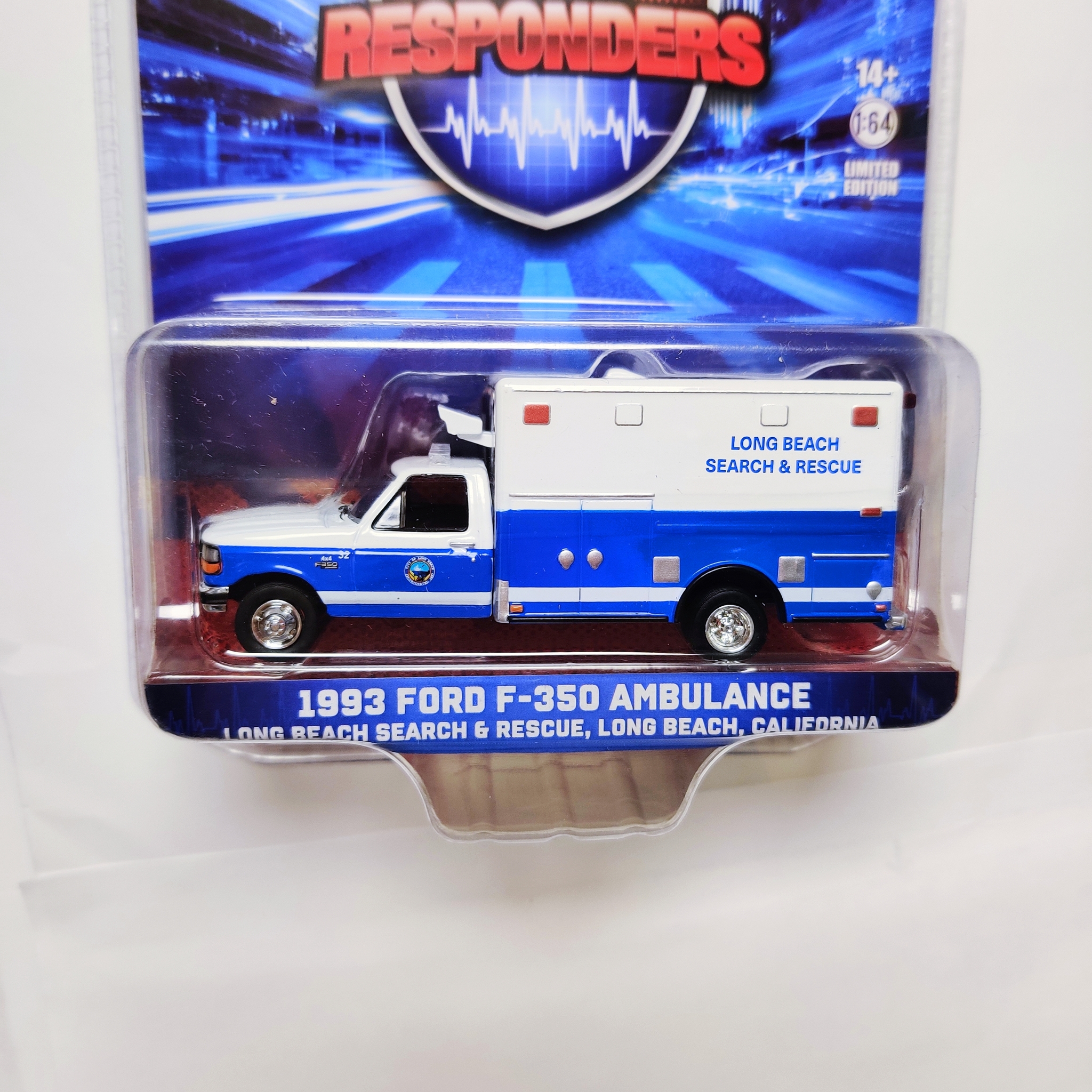 Skala 1/64 Greenlight Excl. "First Responders" 1993 Ford-F350 Ambulance Lim.Ed