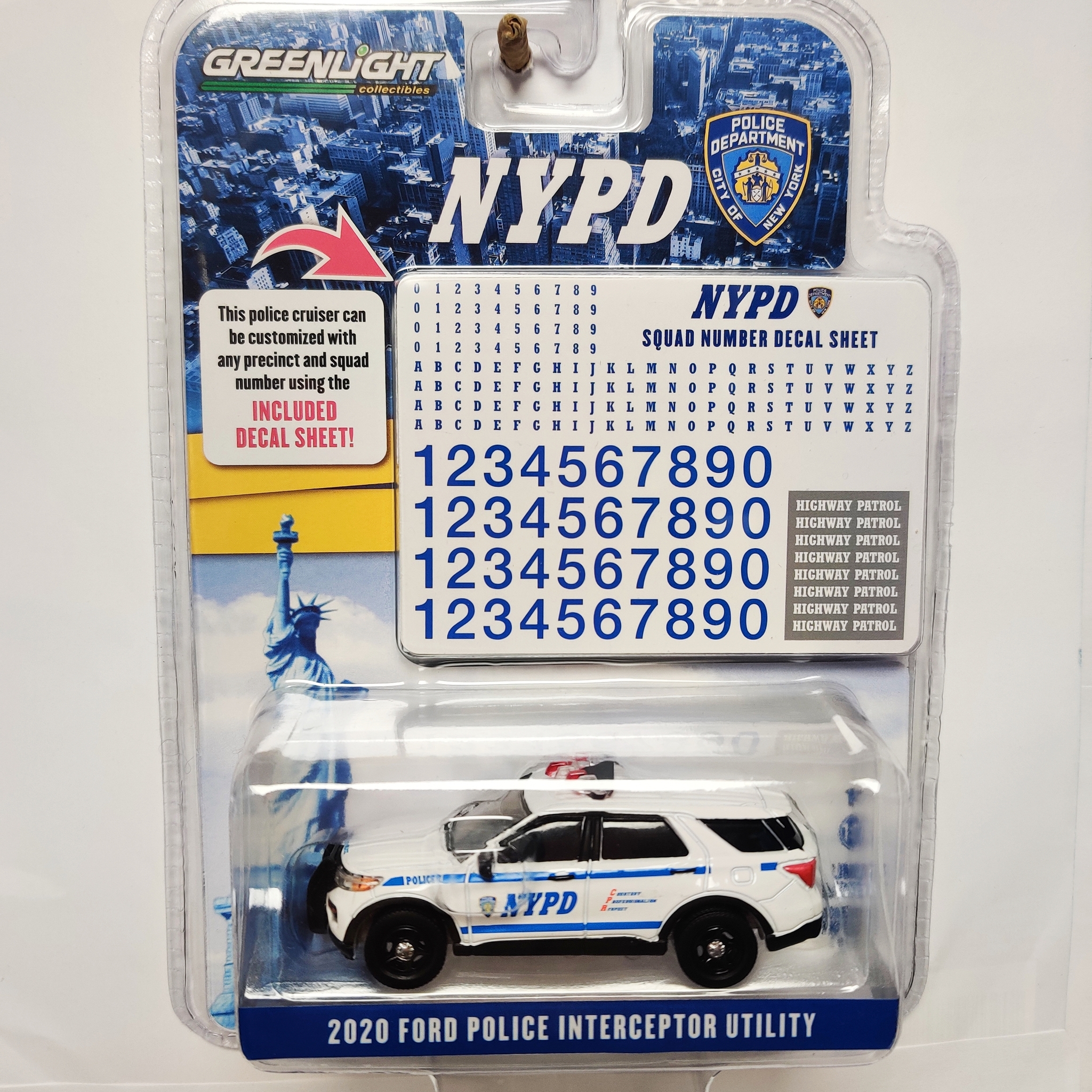 Skala 1/64 Greenlight "NYPD" 2020 Ford Police Interceptor Utility m/w dekaler/decals