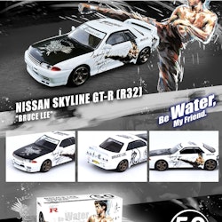 Skala 1/64 Nissan Skyline GT-R R32, Bruce Lee 50th Anniv. Wh. fr Inno64/Tiny