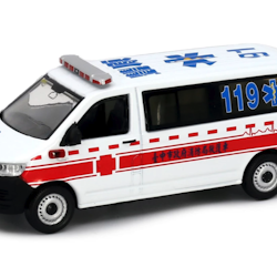 Skala 1/64 VW T6 Transporter Taiwan Fire Bureau Ambulance fr Tiny Toys