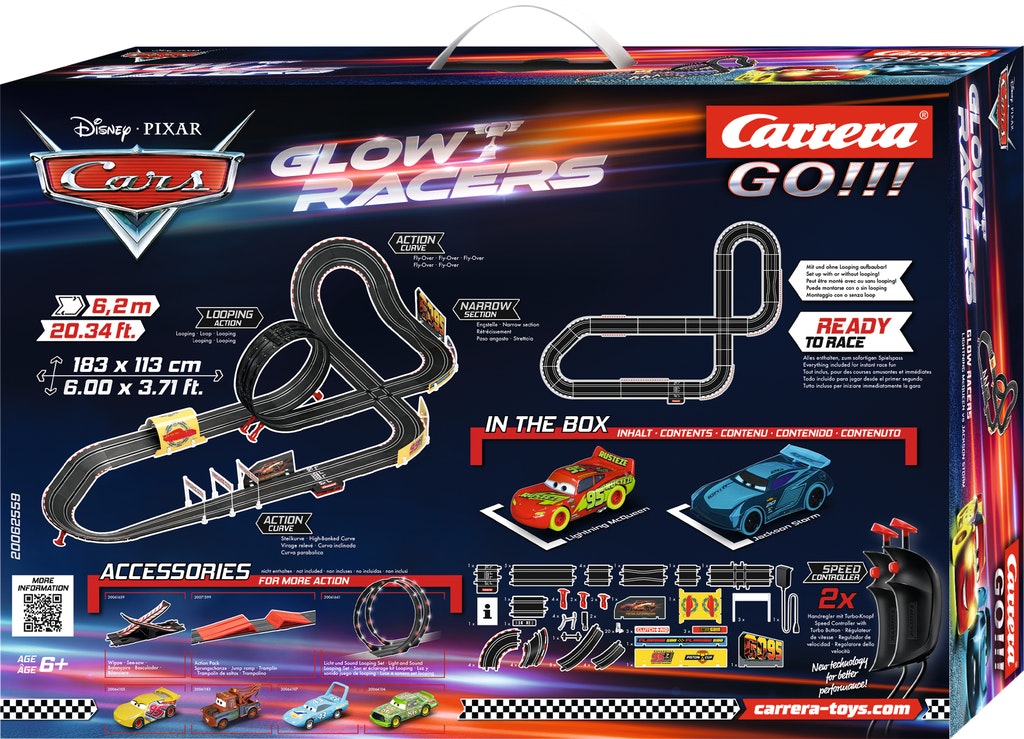 Skala 1/43 Analog racetrack Carrera GO: Disney·Pixar Cars - Glow Racers