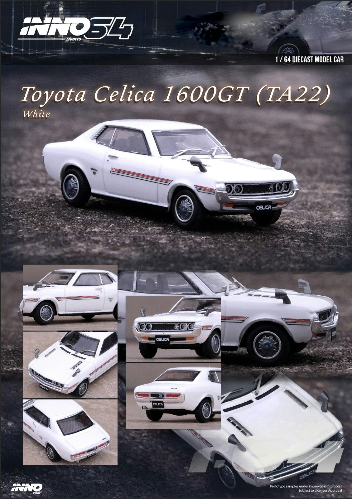 Skala 1/64 TOYOTA CELICA 1600GT (TA22) White fr Inno 64