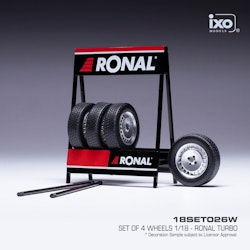 Skala 1/18 Racing-set 4 wheels w stand, RONAL Turbo fr IXO Models