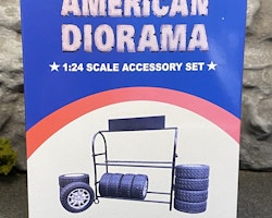 Skala 1/24 Accessory set, 12 Wheels w stand fr American Diorama