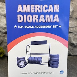 Skala 1/24 Accessory set, 12 Wheels w stand fr American Diorama