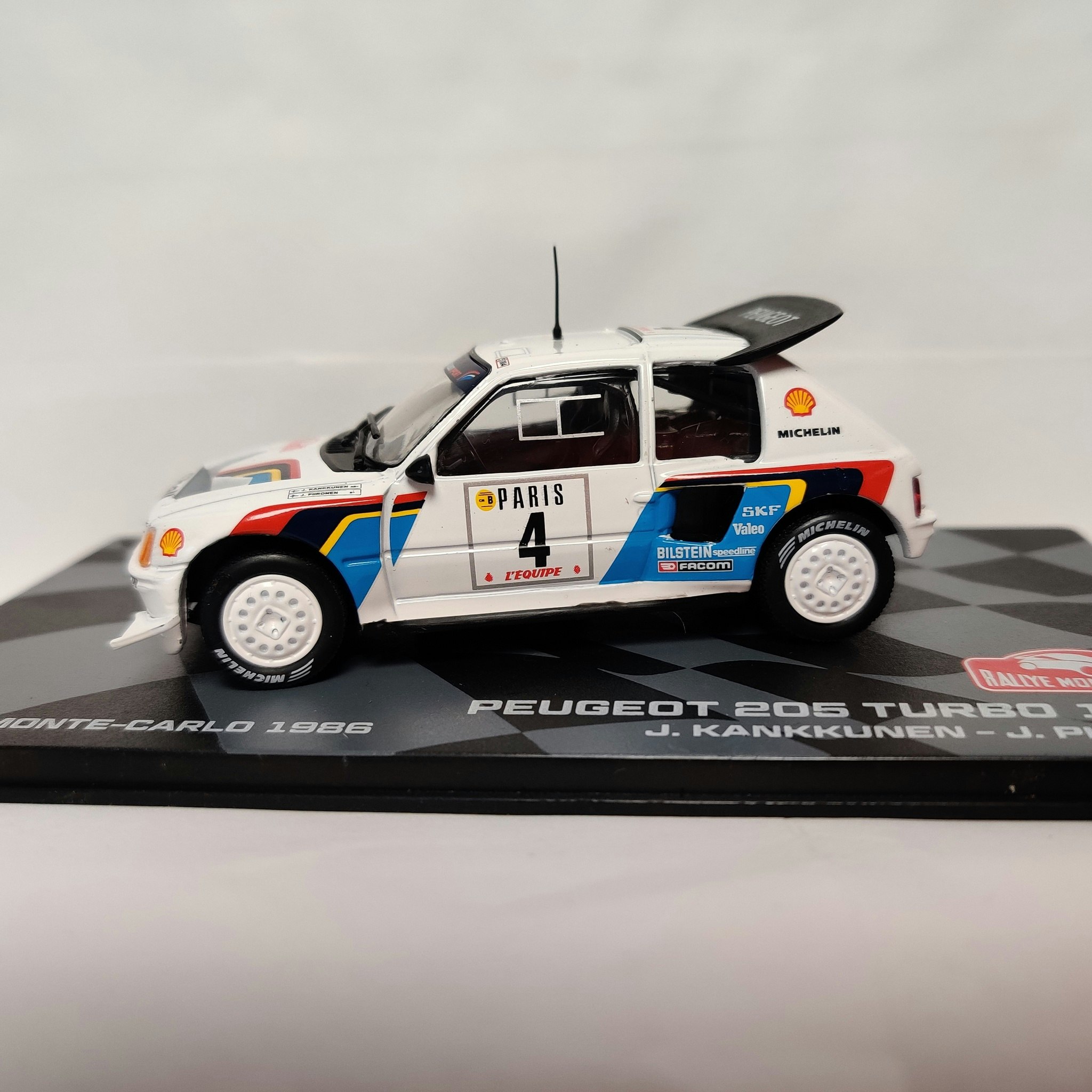 Skala 1/43 Rally Monte-Carlo 1986 Peugeot 205 Turbo 16 E2, Juha Kankkunen, Juha Piironen