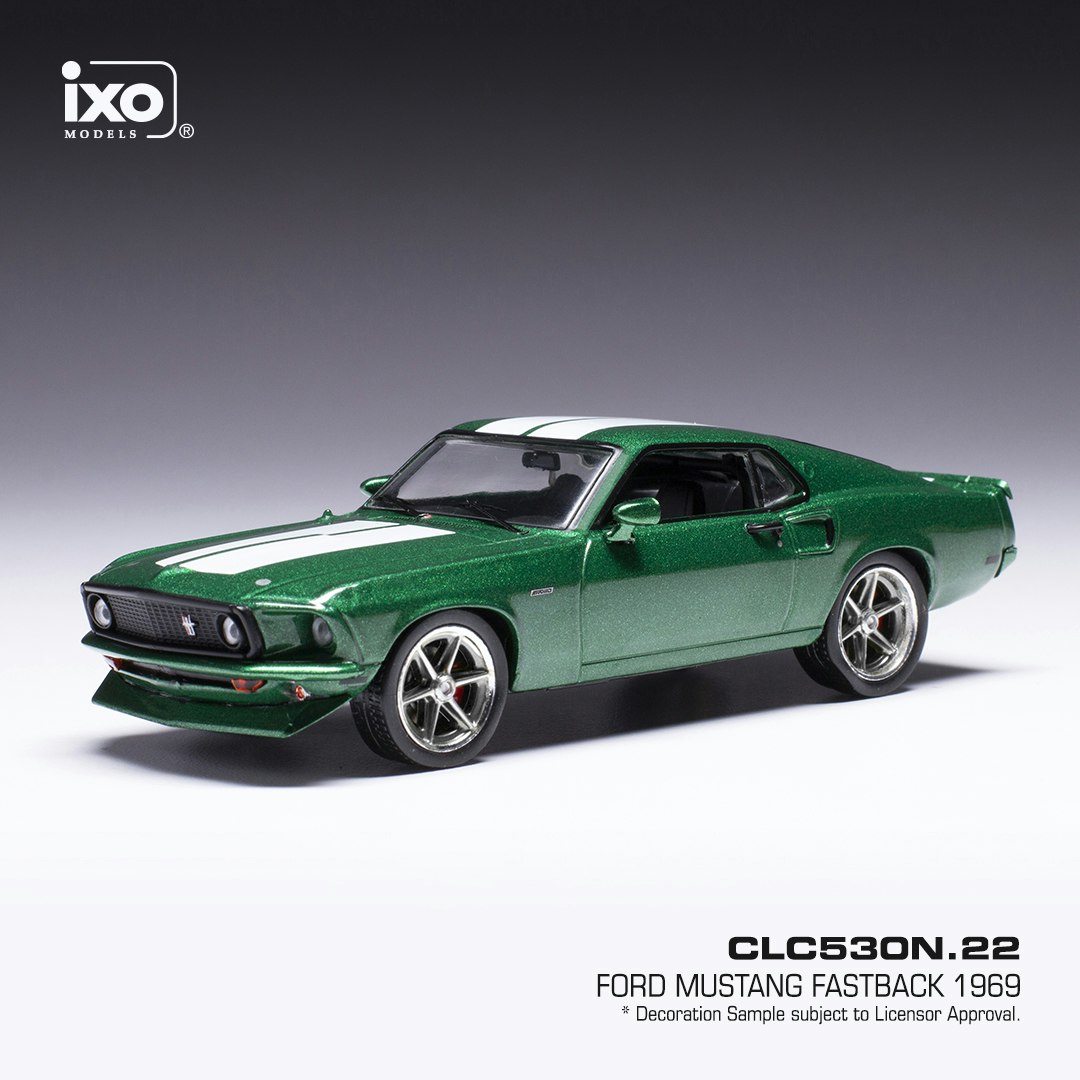 Skala 1/43 Ford Mustang Fastback Custom 69', grön/green metalic, fr IXO models