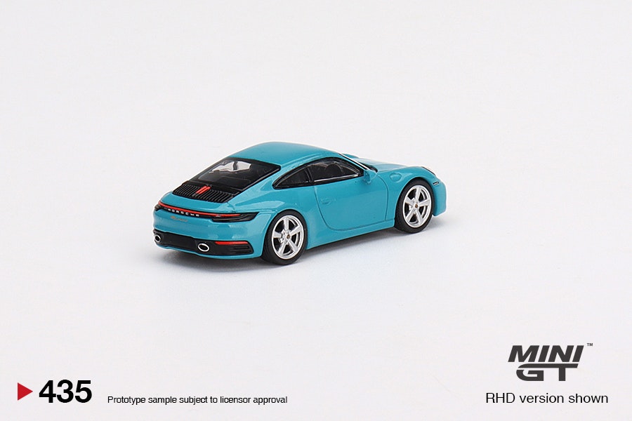 Skala 1/64 - Porsche 911 (992) Carrera S Miami Blue fr MINI GT