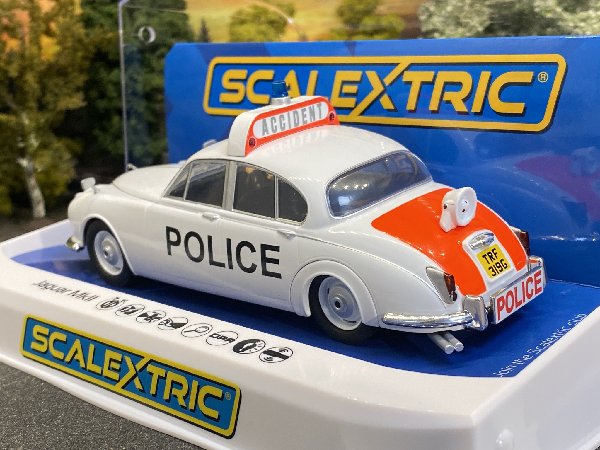 Skala 1/32 Analogue Scalextric Slot Car: Jaguar Mk II, Police car