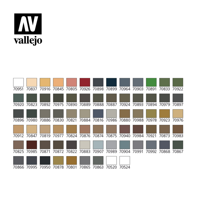 Vallejo Military Model Color Set:  74 bottles á 17ml Art.nr 70173