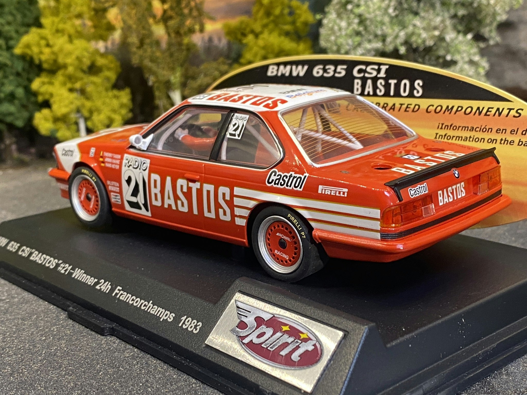 Skala 1/32 An. Slotcar fr Spirit: BMW 635 CSI "Bastos" #21