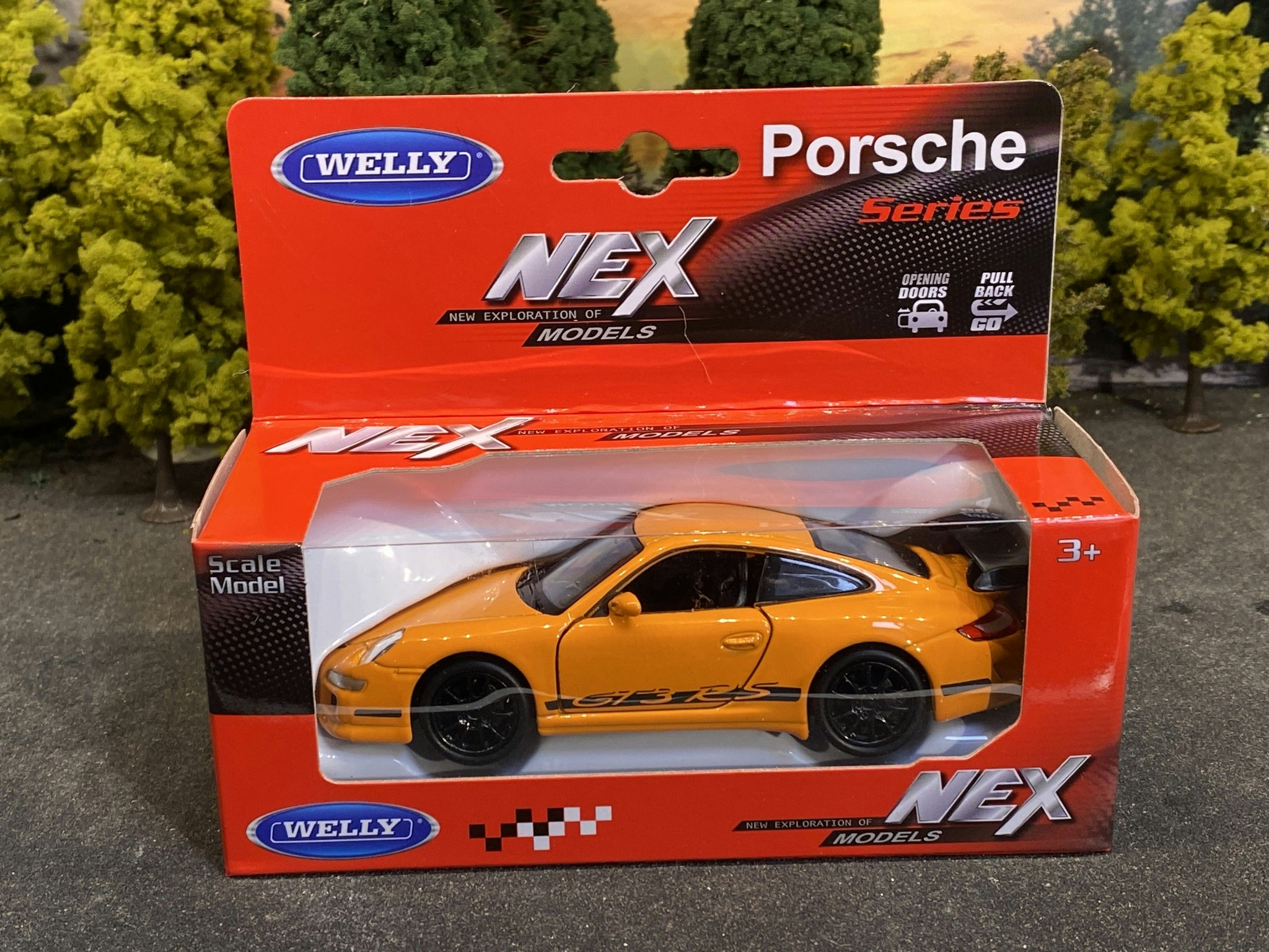 Skala 1/36 Porsche 911 GT3 RS (997) Orange fr Nex models / Welly