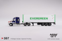 Skala 1/64 Western Star 49X Blue  w/ 40' Reefer Container "EVERGREEN" fr MINI GT