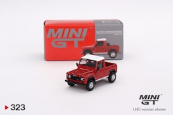 Skala 1/64 Land Rover Defender 90 Pickup, Masai red fr MINI GT (323)