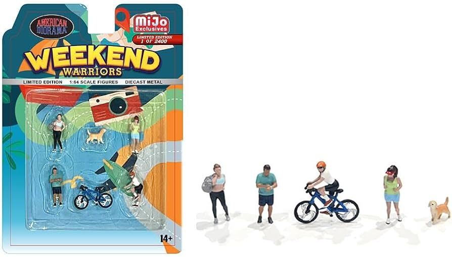 Skala 1/64 - 5 Figures and a bike "Weekend Warriors" - American Diorama MiJo