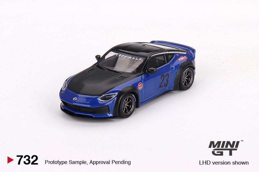 Skala 1/64 Nissan Z LB★NATION WORKS Seiran Blue fr MINI GT (732)
