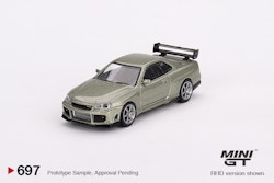 Skala 1/64 Nissan Skyline GT-R (R34) Tommykaira R-z Millenium Jade fr MINI GT (697)