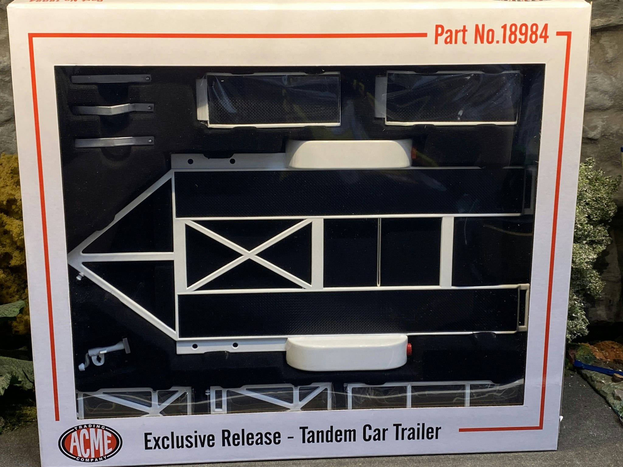 Skala 1/18 Biltransport, Tandem car trailer, black/silver, fr Acme