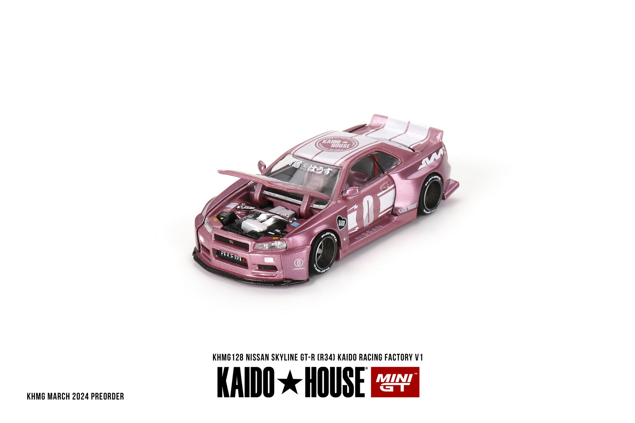 Skala 1/64 Nissan Skyline GT-R (R34) KAIDO RACING FACTORY V1 fr Mini GT (KHMG128)