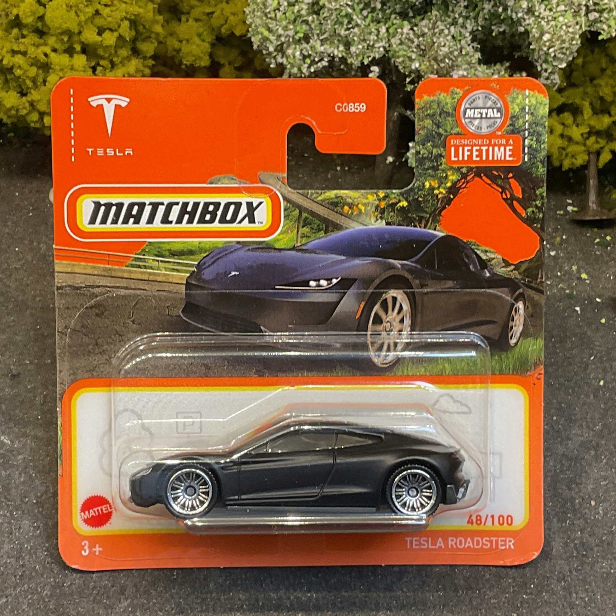 Skala 1/64 Matchbox "Lifetime": Tesla Roadster, Black matte