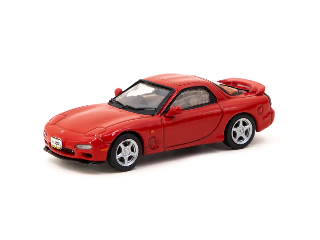 Skala 1/64 Mazda RX-7 FD3S Red fr J Collection x Tarmac Works x Student Driver