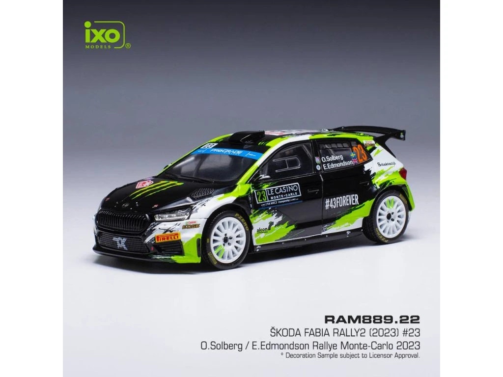 Skala 1/43 Skoda Fabia Rally2 #23 Monte Carlo 2023 fr IXO Models (RAM889.22)