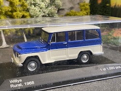 Skala 1/43 Willy's Rural 1968, Blue/white fr WhiteBox 1 of 1000 ex
