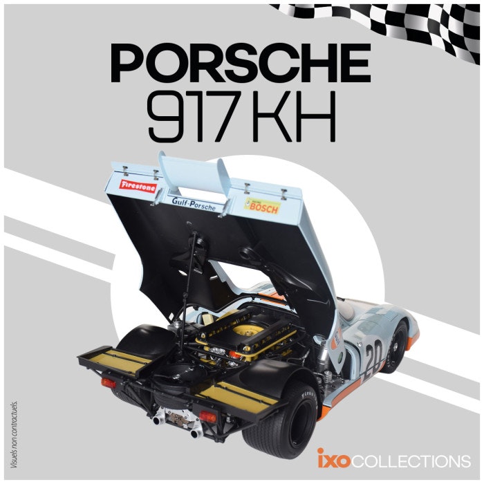 Skala 1/8 PORSCHE 917 KH "GULF" in metal, w light, etc. fr Ixo Collections