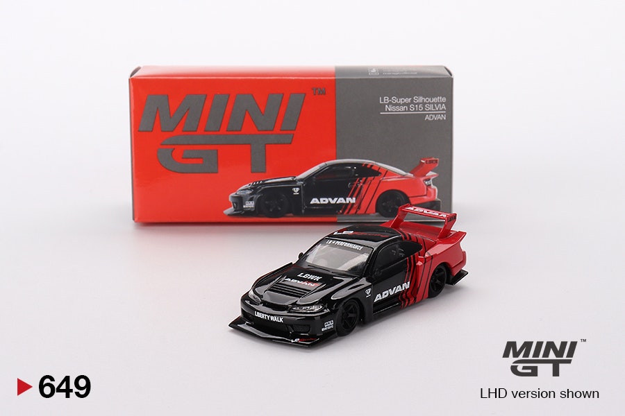 Skala 1/64 Nissan LB-Super Silhouette S15 SILVIA ADVAN fr MINI GT (649)