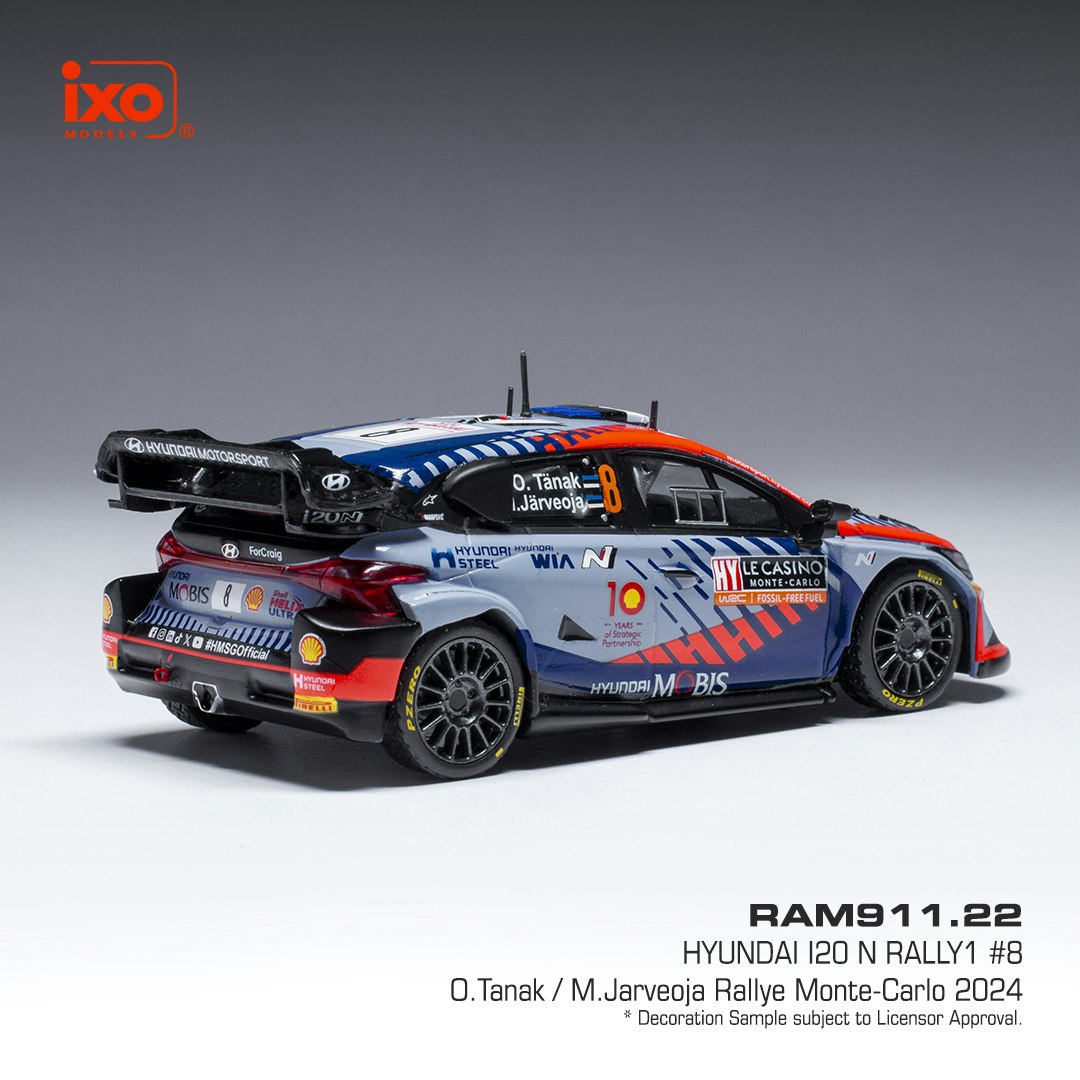 Skala 1/43 - Hyundai i20 N Rally1 #8 Tanak/Järveoja fr IXO Models (RAM911.22)