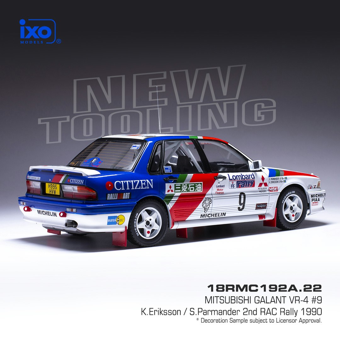 Skala 1/18 Mitsubishi Galant VR-4 #9 WRC 1990 fr IXO Models (18RMC192A.22)