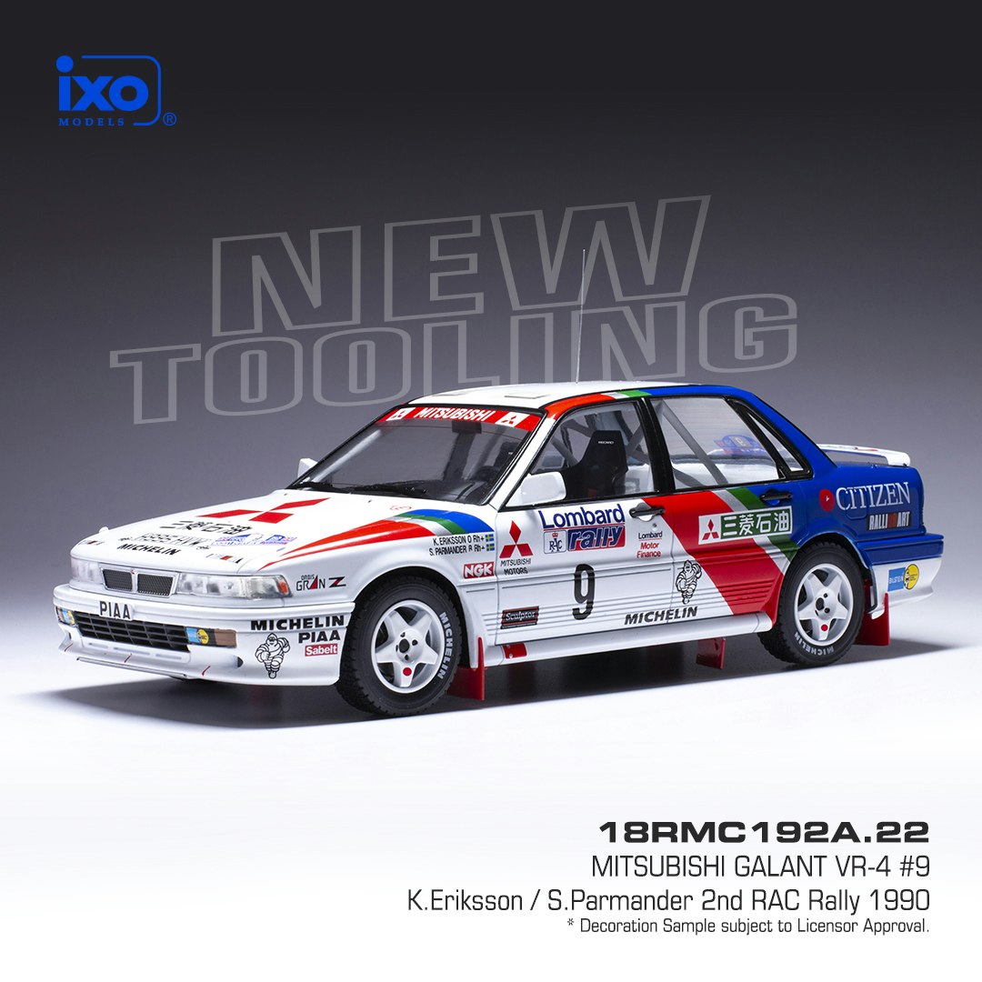 Skala 1/18 Mitsubishi Galant VR-4 #9 WRC 1990 fr IXO Models (18RMC192A.22)