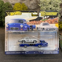 Skala 1/64 Hot Wheels PREMIUM Team Transport: Mercedes-Benz 300 SL + 55' M-B Blaues Wunder