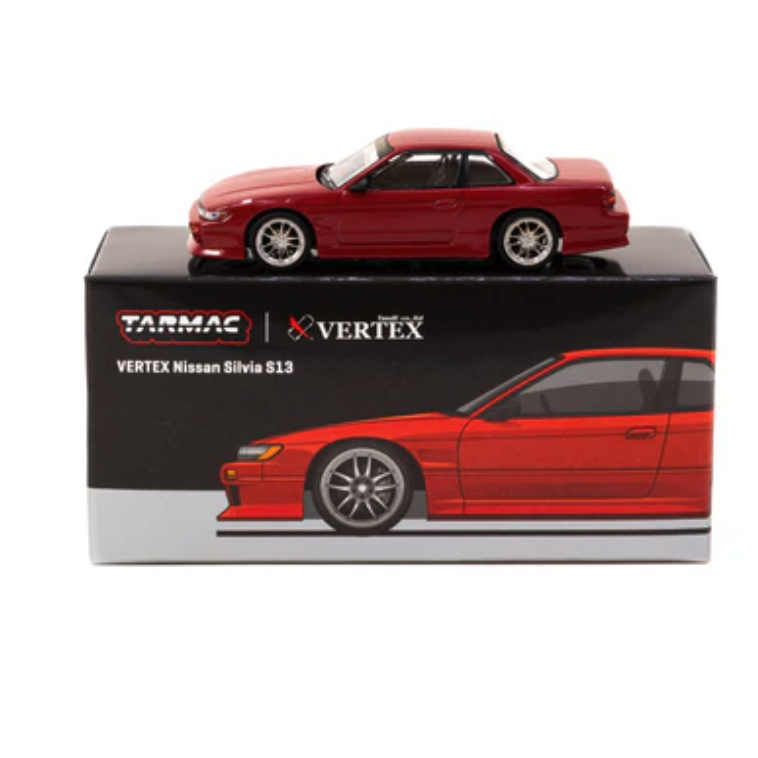 Skala 1/64 VERTEX Nissan Silvia S13 Red Metallic fr Tarmac Works - GLOBAL64