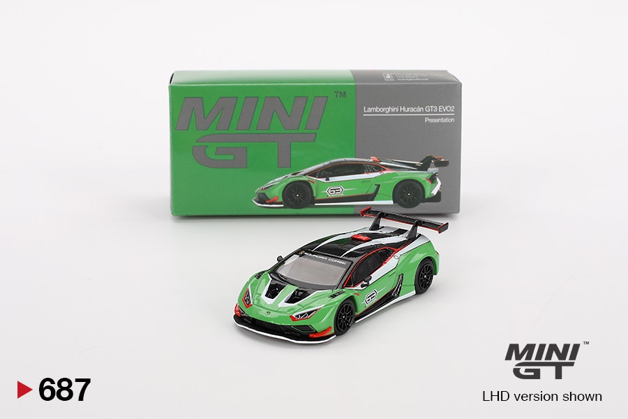 Skala 1/64 -  Lamborghini Huracán GT3 EVO Presentation fr MINI GT (687)
