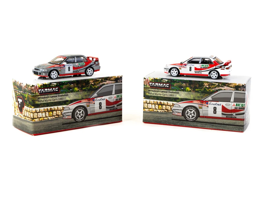 Skala 1/64 Mitsubishi Lancer Evolution Rallye Monte-Carlo 1993 #8 fr Tarmac Works