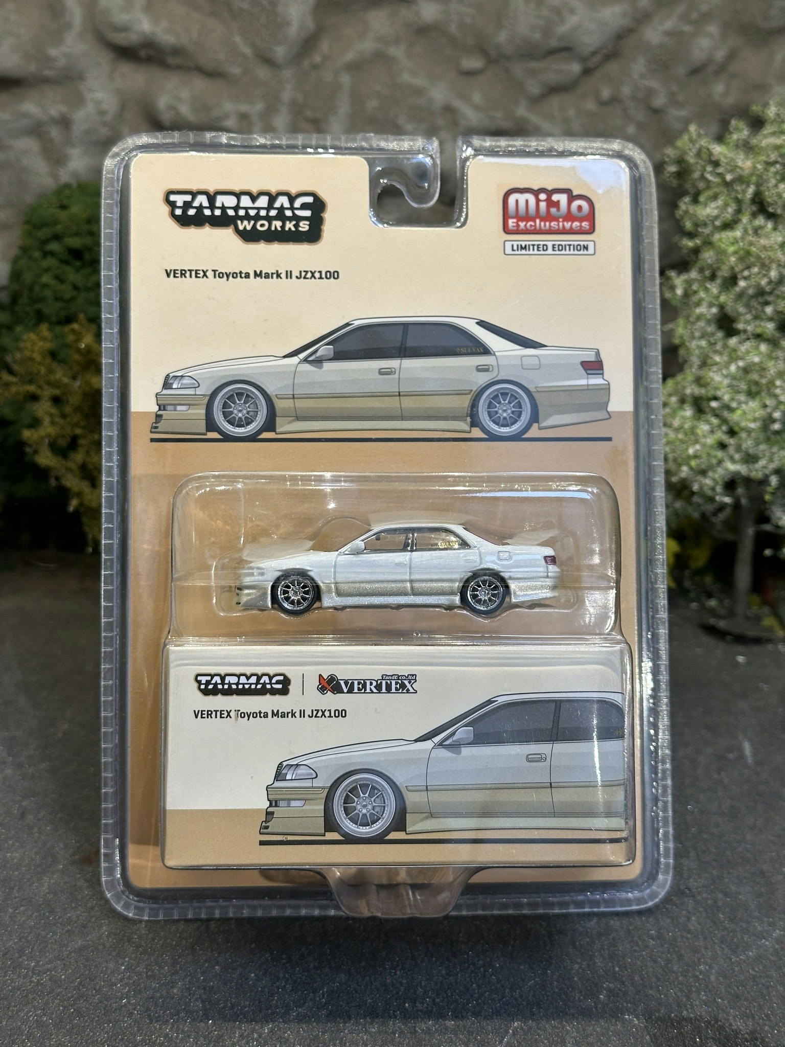 Skala 1/64 VERTEX Toyota Mark II JZX100 White Met  fr Tarmac Works - Global64 – MiJo Exclusives