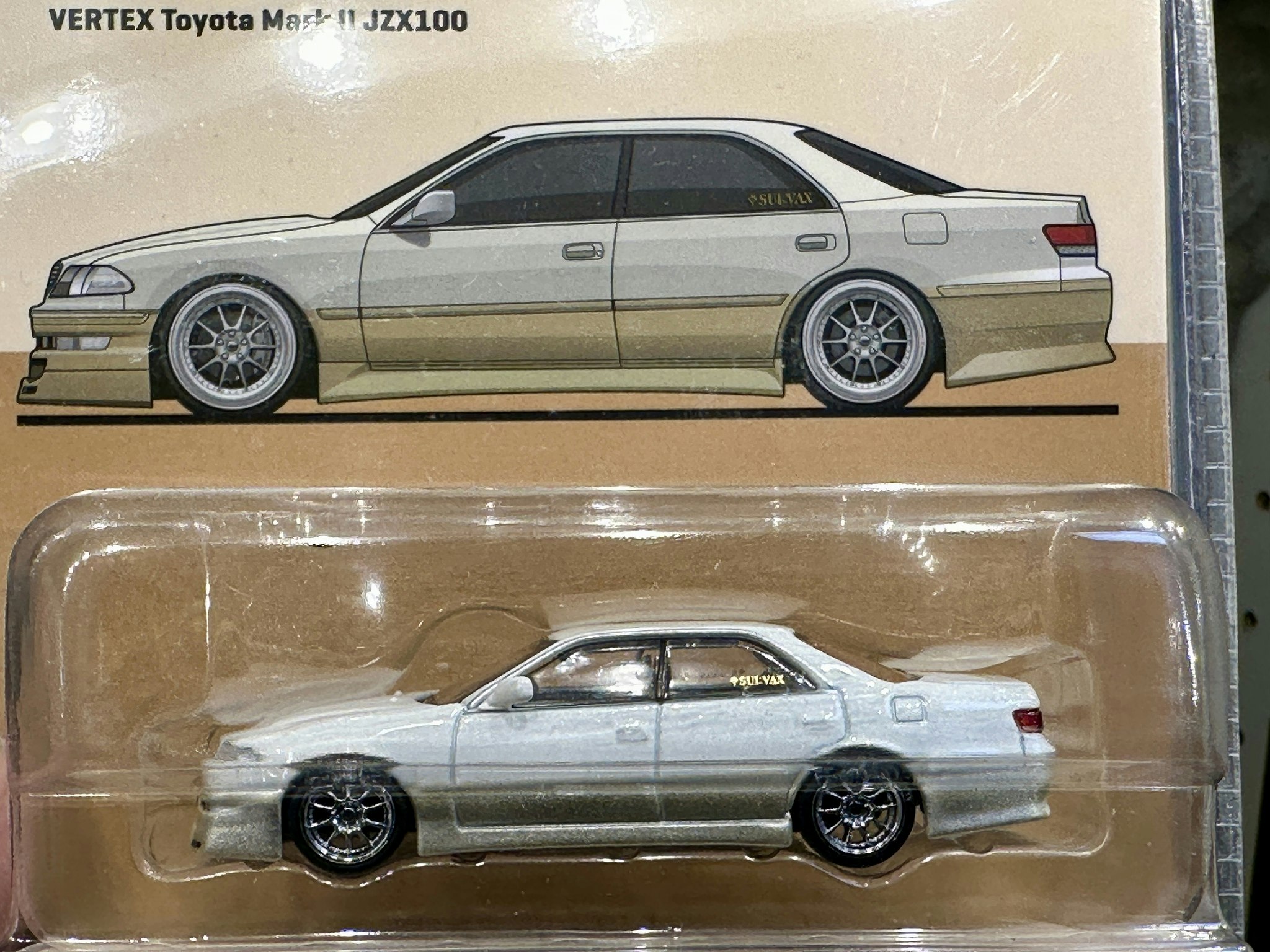 Skala 1/64 VERTEX Toyota Mark II JZX100 White Met  fr Tarmac Works - Global64 – MiJo Exclusives