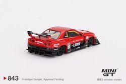 Skala 1/64 Nissan LB-ER34 Super Silhouette SKYLINE Red/Black fr MINI GT (843)