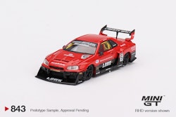 Skala 1/64 Nissan LB-ER34 Super Silhouette SKYLINE Red/Black fr MINI GT (843)