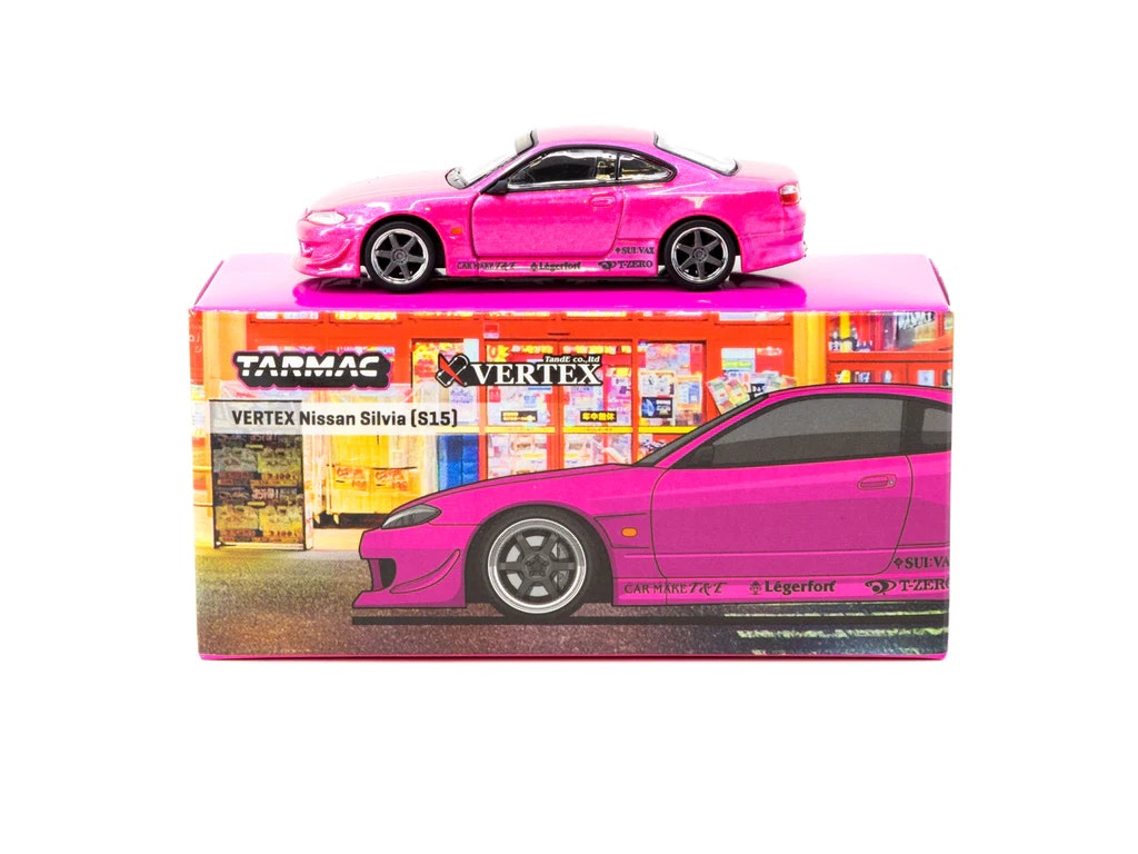 Skala 1/64 Nissan Silvia S15 Pink Metallic fr TARMAC WORKS