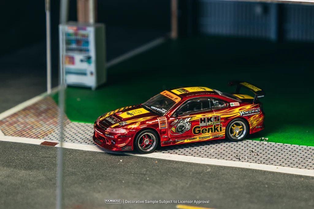 Skala 1/64 HKS Hiper Silvia RS-2 Chrome Red - Tokyo Auto Salon 2025 Special Edition fr TARMAC WORKS