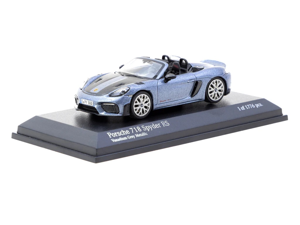 Skala 1/64 Porsche 718 Spyder RS Vanadium Grey Metallic fr TARMAC & Minichamps