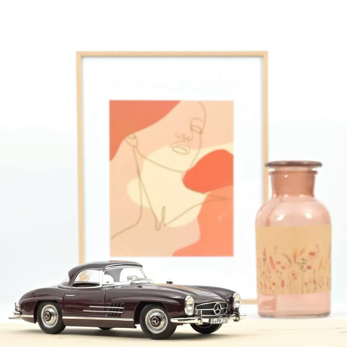 Skala 1/18 Mercedes-Benz 300 SL Roadster 1957 Dark Red fr Norev